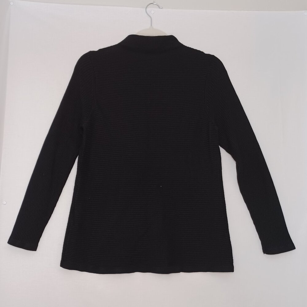 Women's Chico Black Ribbed Design Sweater Size 1 (M/8) - Picture 2 of 8